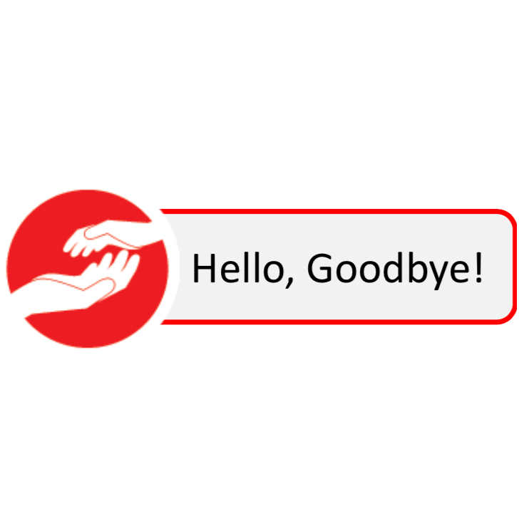 relate card that says hello goodbye